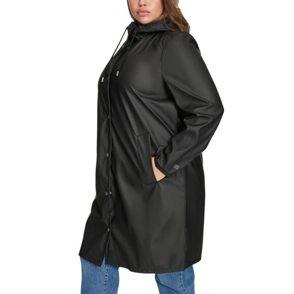 NEW! | Black Levi’s Plus Size Hooded Long-Sleeve Zip-Front Rain Coat | Size 1X - Picture 3 of 15